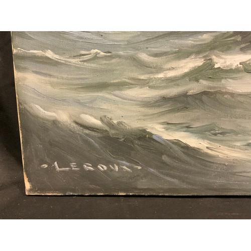 38 - Leroux (French school, mid 20th century),
Stubborn Seas and Stoic Sail,
signed, oil on canvas, 46cm ... 