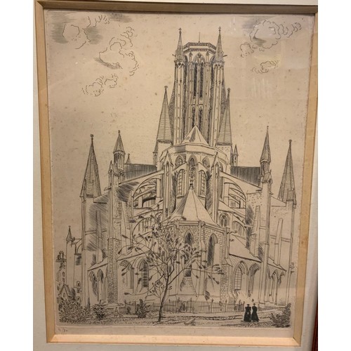 58 - Louis Joseph Soulas (1905-1954), by and after, 'A Church in France', signed to margin, limited editi... 