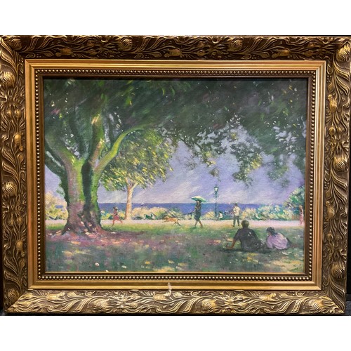 63 - John Hatfield (second-half, 20th century)
A pair, Summer in the Park
signed, oil on boards, each mea... 