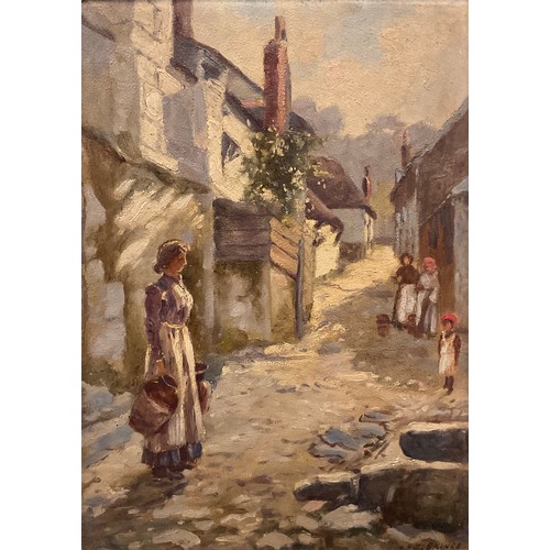 64 - F.L. Baines (20th century)
Fetching Water
signed, oil on board, 34.5cm x 24.5cm