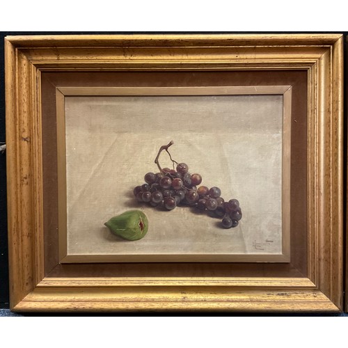 76 - Continental school, 20th century, A Pair - Still Life with Red Grapes and Fig, and White Grapes, ind... 