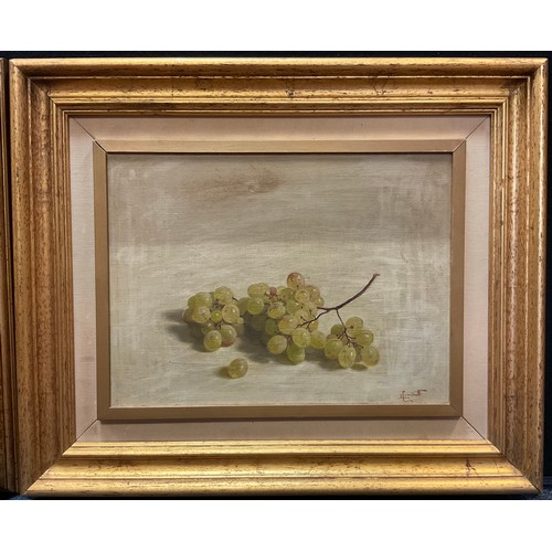 76 - Continental school, 20th century, A Pair - Still Life with Red Grapes and Fig, and White Grapes, ind... 