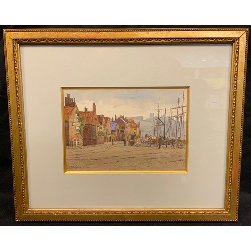 93 - John Mcdougal, 'At the Quayside', signed, dated 1876, watercolour, 12.5cm x 18cm.