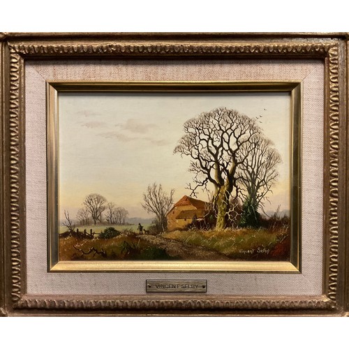 101 - Vincent Selby (1919 - 2004)
A Pair, Autumn Days,
signed, oils on board, 14cm x 19.5cm, (2).