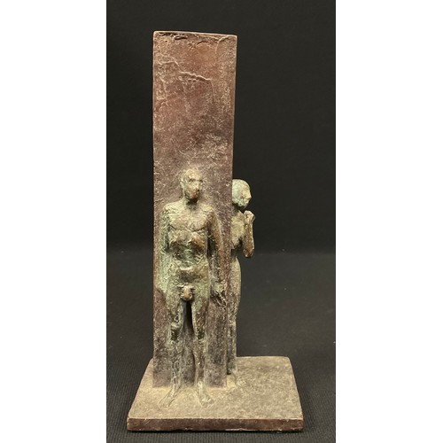 113 - David Backhouse (Bn.1941), a verdigris patinated bronze, Figures, signed, numbered 1/7, 22.5cm high