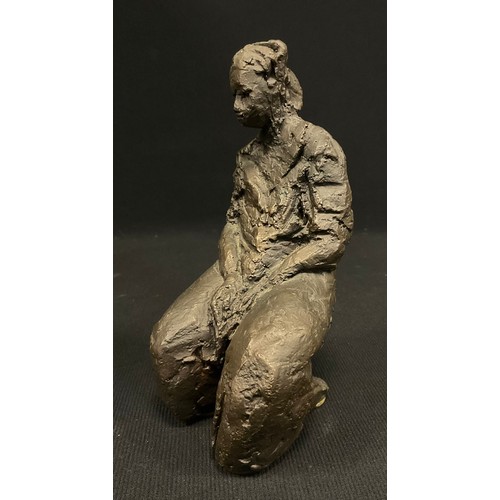 114 - Attributed to Jilly Allison, a dark patinated bronze, Gift Maquette, monogram mark, 17cm high