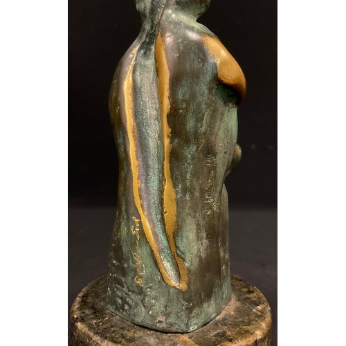 117 - Odette Haidar Eid (Lebanese-Brazilian 1922 - 2019), a verdigris patinated bronze,  Figure Group, sig... 