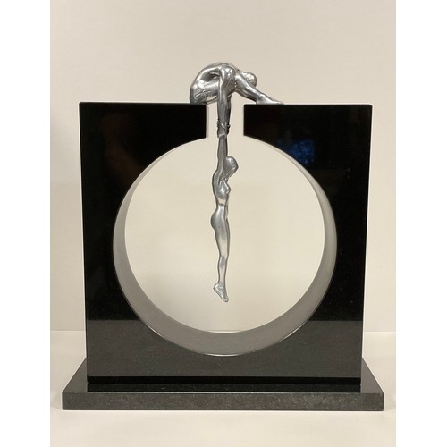 118 - Lorenzo Quinn, Gravity Male, Modern sculpture,  aluminium on black granite, limited edition number 7... 