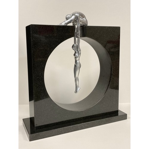 118 - Lorenzo Quinn, Gravity Male, Modern sculpture,  aluminium on black granite, limited edition number 7... 