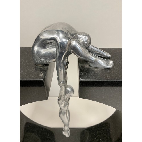 118 - Lorenzo Quinn, Gravity Male, Modern sculpture,  aluminium on black granite, limited edition number 7... 