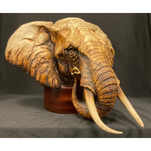 125 - Reginald Price (20th century), stoneware ceramic sculpture, African Elephant, signed with initials, ... 