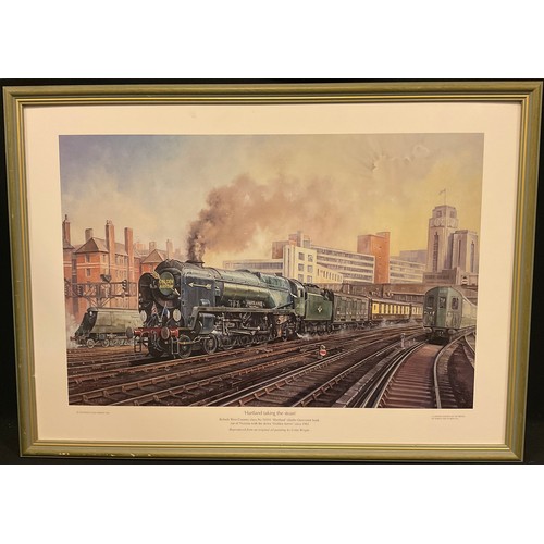 133 - British school (20th century), Railway interest, 'The East Midlander, steam engine 46251', signed wi... 