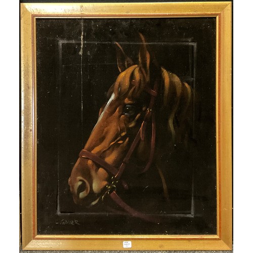 173 - L. Gasser, 'Head study of a Horse', signed, oil on fabric, 60cm x 50cm;  another similar, by the sam... 