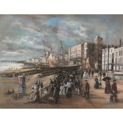 182 - John Cundy (Contemporary)
Victorian Seaside Town
signed, mixed media on paper, 35cm x 44cm