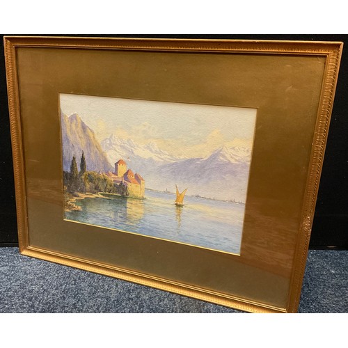 192 - Clifford George Blampied (1875 - 1962) A pair, The Italian Lakes signed, watercolours, 24.5cm x 34.5... 