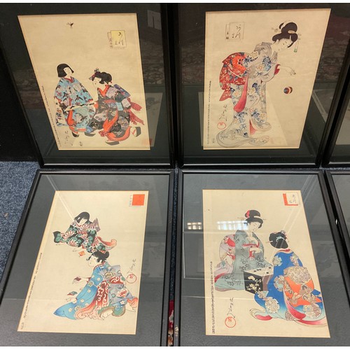 201 - Yoshu Chikanobu (1838-1912), by and after, a set of twelve woodblock prints, Japanese Courtly Life, ... 