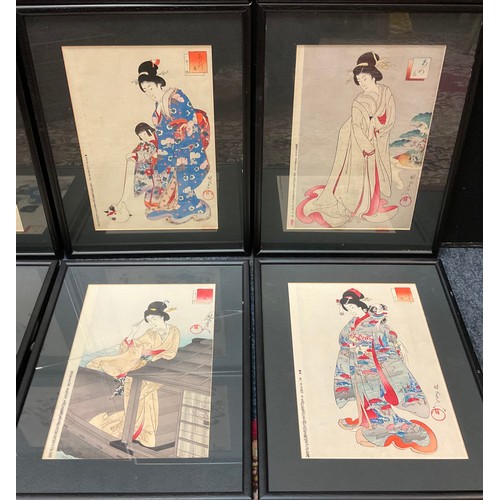 201 - Yoshu Chikanobu (1838-1912), by and after, a set of twelve woodblock prints, Japanese Courtly Life, ... 