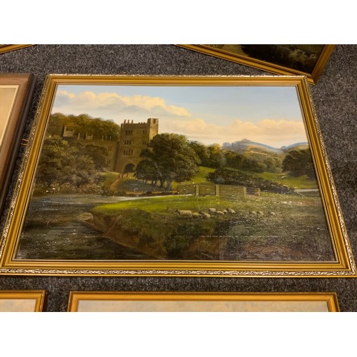 209 - J** Sheldon (c.1920)
Haddon Hall,  oil on board, 34cm x 52cm;  others, by the same hand, High Tor;  ... 