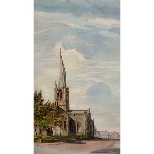 222 - Tensen, English school,
‘The Witches Hat, Chesterfield’,
signed, watercolour and gouache, 71cm x 50c... 