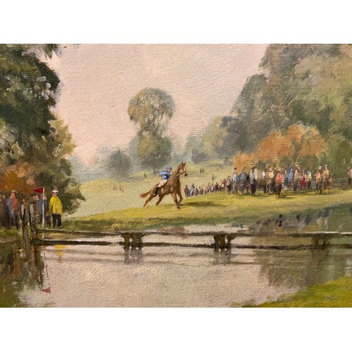 241 - William Burns, FRSA, FSAI, (1923-2010), 'Chatsworth Horse Trials, Ice Pond', signed, oil on board, G... 