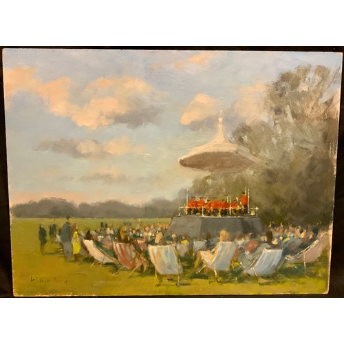 246 - William Burns, FRSA, FSAI, (1923-2010), 'Bandstand, Kensington Gardens', signed, oil on board, 30.5c... 