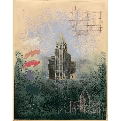 49A - Annabel Hewitt, British (b.1946),
'City I',
signed, Mixed Media Collage on Paper, 98.5cm x 75cm.