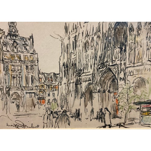 60 - M**Milne (20th century)
Outside the Scottish Cathedral
signed, pen and crayon, 17.5cm x 25cm