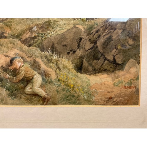 89 - Richard Norbury (1815-1886) 
The Sleeping Shepherd Boy
signed (in red), watercolour, 39cm x 29cm