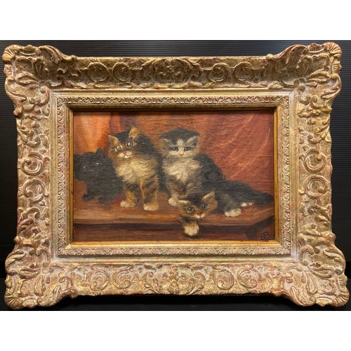 188 - In the manner of Bessie Bamber (fl.1900 - 1910)
Four Kittens
signed with initials, oil on board, 19c... 