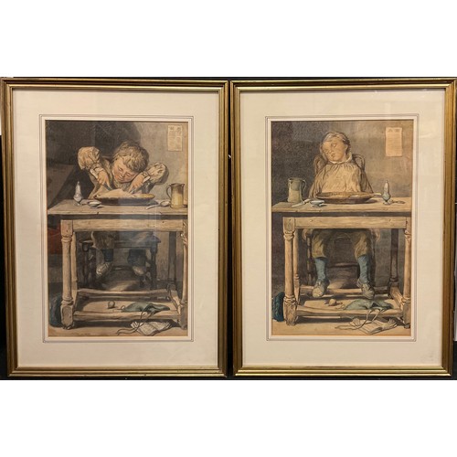 202 - English School (19th century)
A Pair, Tucking in and Full Up
watercolours, 42cm x 26cm