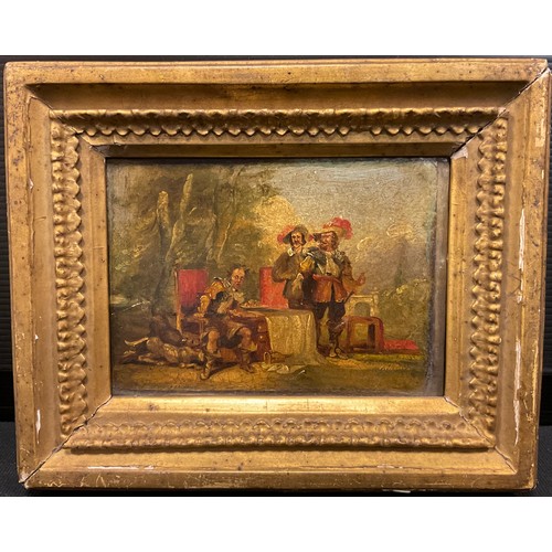 203 - Dutch School (18th / early 19th century)
Cavaliers by a Table, with dogs
oil on panel, 10cm x 15cm