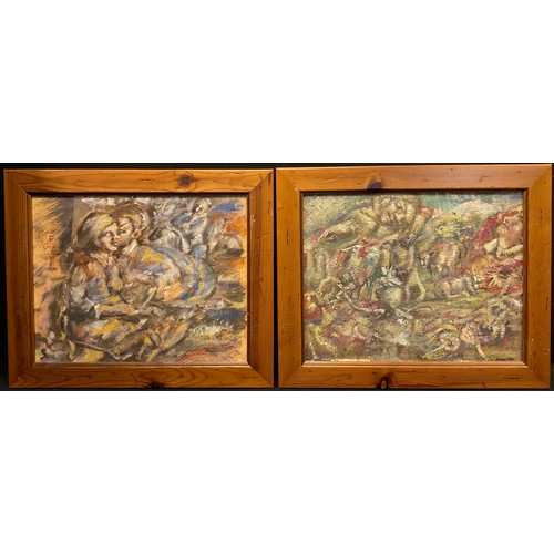 245 - Modern British School
A Pair, Figures and Animals
mixed medium, 26.5cm x 34cm