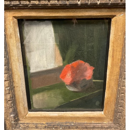 252 - Scottish School (20th century),
Red Flower on a Window Sill,
oil on panel, 25cm x 20cm.