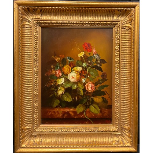 265 - József Fürst (Hungarian, 20th century),
'Summer Bouquet I',
signed, oil on panel, 40.5cm x 30.5cm.