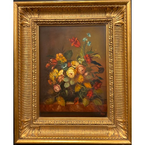 266 - József Fürst (Hungarian, 20th century),
'Summer Bouquet II',
signed, oil on panel, 40.5cm x 30.5cm.