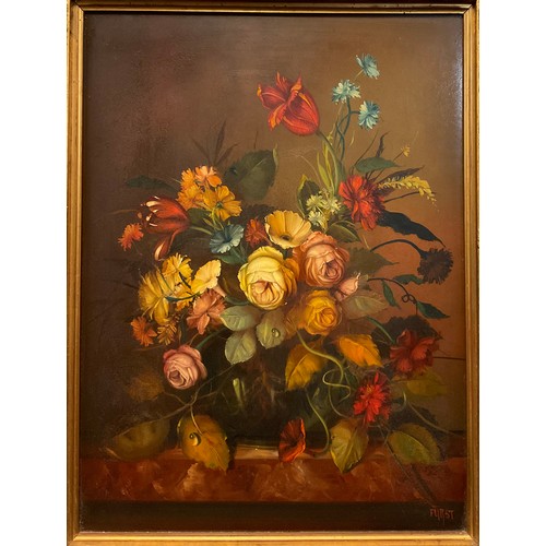 266 - József Fürst (Hungarian, 20th century),
'Summer Bouquet II',
signed, oil on panel, 40.5cm x 30.5cm.