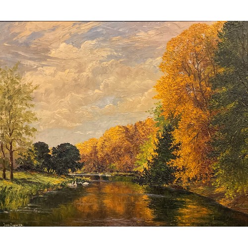 268 - John Spencer (British, mid 20th century),
'The Derwent, Derbyshire, in Autumn',
signed, oil on canva... 