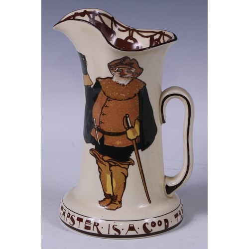 104 - An early 20th century Royal Doulton jug, decorated with Sir John Falstaff, titled to verso, the spre... 