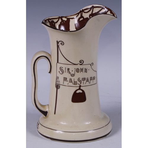 104 - An early 20th century Royal Doulton jug, decorated with Sir John Falstaff, titled to verso, the spre... 