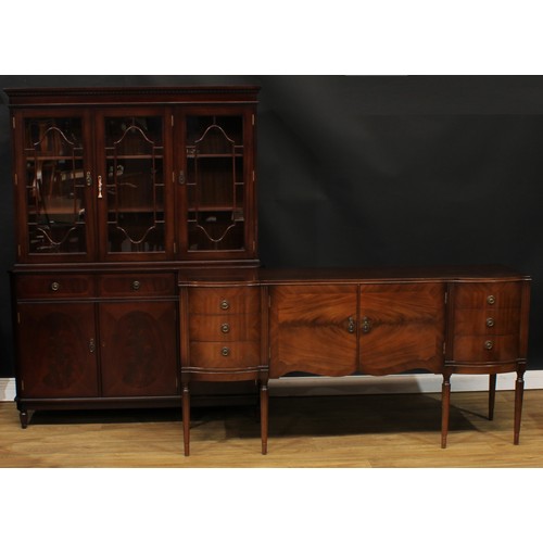 595 - A Strongbow Furniture dining suite, comprising bookcase, 176cm high, 132.5cm wide, 43.5cm deep, side... 