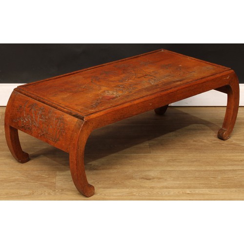 599 - A Southeast Asian opium table or low tea table, 35cm high, 101cm wide, 46cm deep; an Indian low occa... 