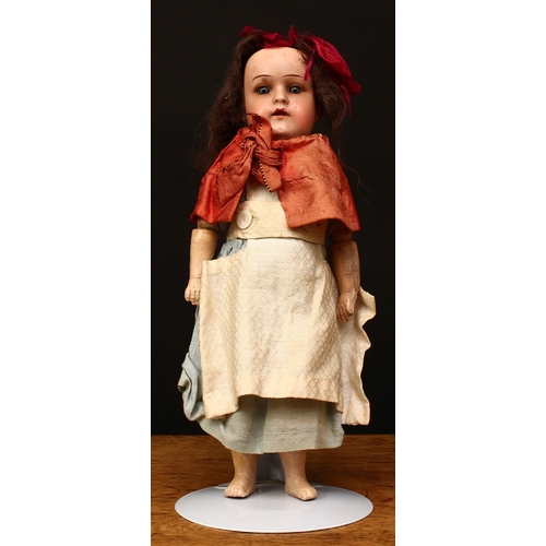 4033 - A Heubach Köppelsdorf (Germany) sprayed bisque head and fixed ball jointed composition bodied doll, ... 