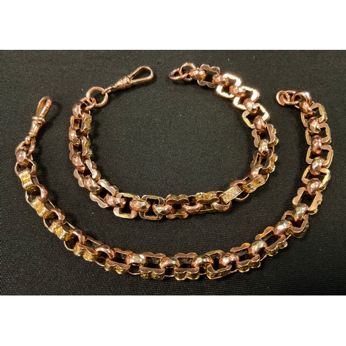 359 - A pair of 9ct gold fancy link albert chain bracelets, formerly an Albert Chain, stamped 375 to clasp... 