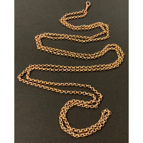 364 - A 9ct gold muff chain, stamped 9ct, 142cm long, 23g gross