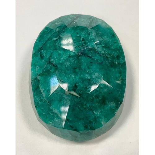 367 - Loose Gemstones - natural oval mixed cut emerald, 267.42ct, colour enhanced, IGL&I certificate