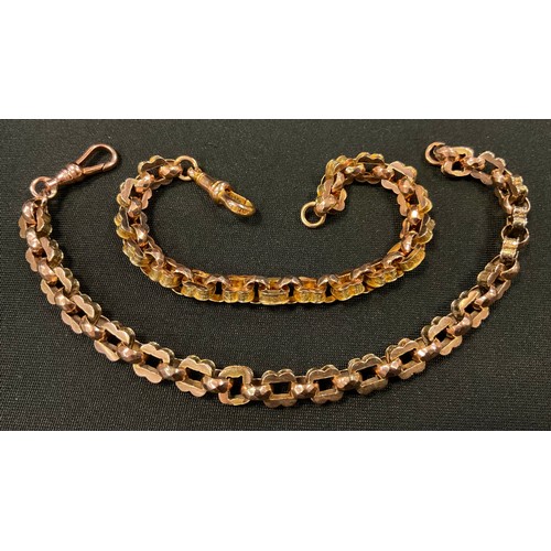 373 - A pair of 9ct gold fancy link albert chain bracelets, formerly an Albert Chain, stamped 9ct to one c... 