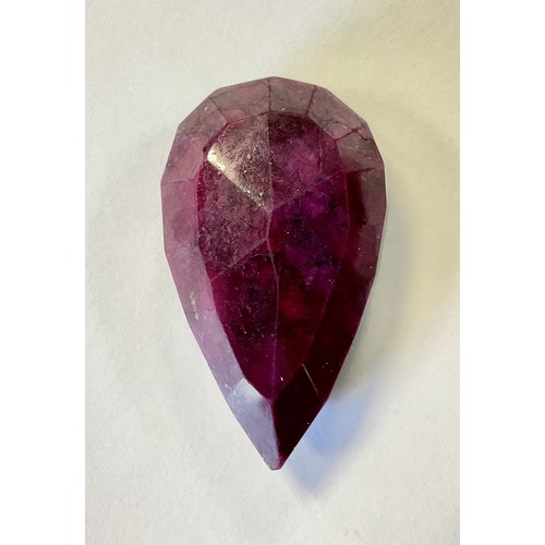 376 - Loose Gemstones - natural pear cut ruby, 88.45ct, colour enhanced,  GLI certificate