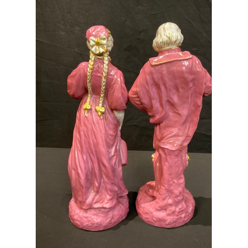 11 - A pair of 19th century Continental porcelain figures of a courting couple, in the manner of Sevres, ... 