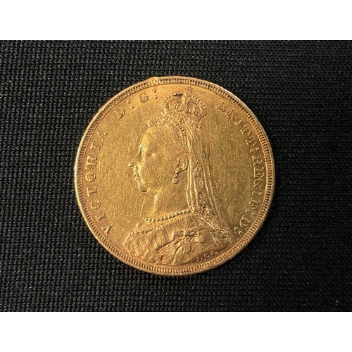 399 - A Victorian sovereign, 1889, Melbourne mint, 8g.