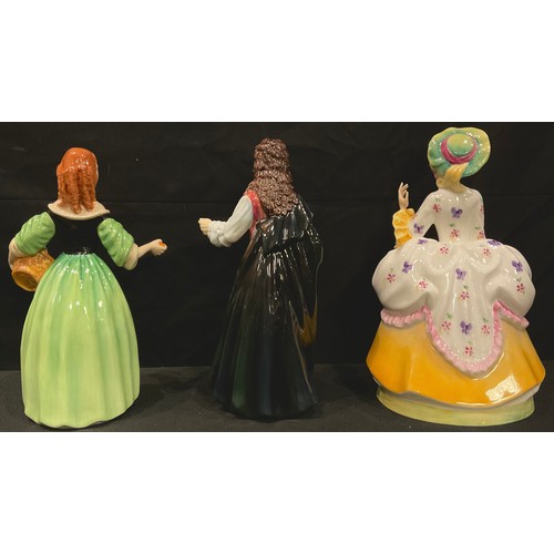 49 - A pair of Francesca Art Staffordshire figures, King Charles II and Nell Gwyn, hand painted, 21cm; a ... 